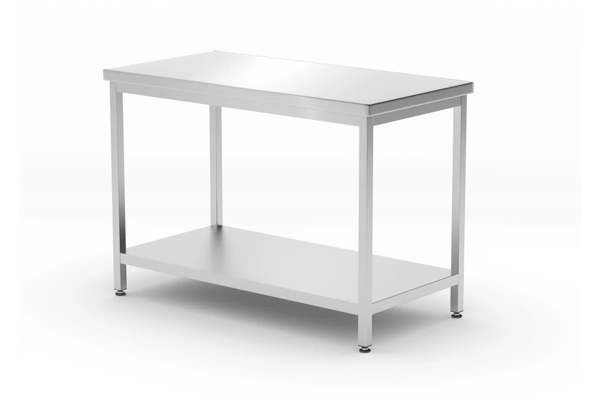 Stół centralny z półką – skręcany, głębokość 600 mm, Profi Line, 1200x600x850mm Hendi 811528