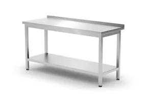 Stół przyścienny z półką – skręcany, głębokość 600 mm, Profi Line, 1600x600x850 mm, 1600x600x850mm Hendi 811498
