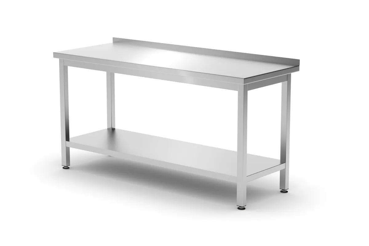 Stół przyścienny z półką – skręcany, głębokość 600 mm, Profi Line, 1600x600x850 mm, 1600x600x850mm Hendi 811498