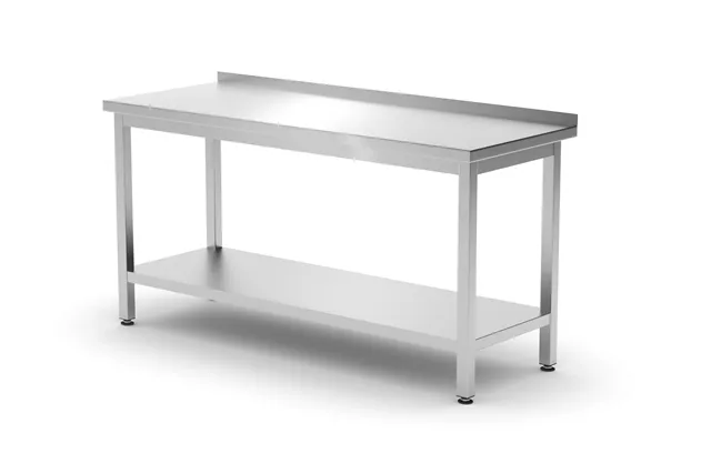 Stół przyścienny z półką – skręcany, głębokość 600 mm, Profi Line, 1600x600x850 mm, 1600x600x850mm Hendi 811498