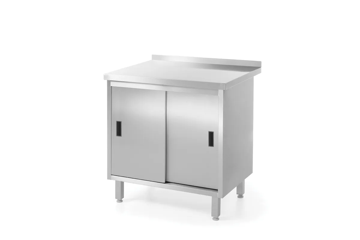 Stół przyścienny szafka z drzwiami suwanymi – spawany, Profi Line, 800x600x850mm Hendi 811641