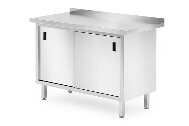 Stół przyścienny szafka z drzwiami suwanymi – spawany, Profi Line, 1200x600x850mm Hendi 811665