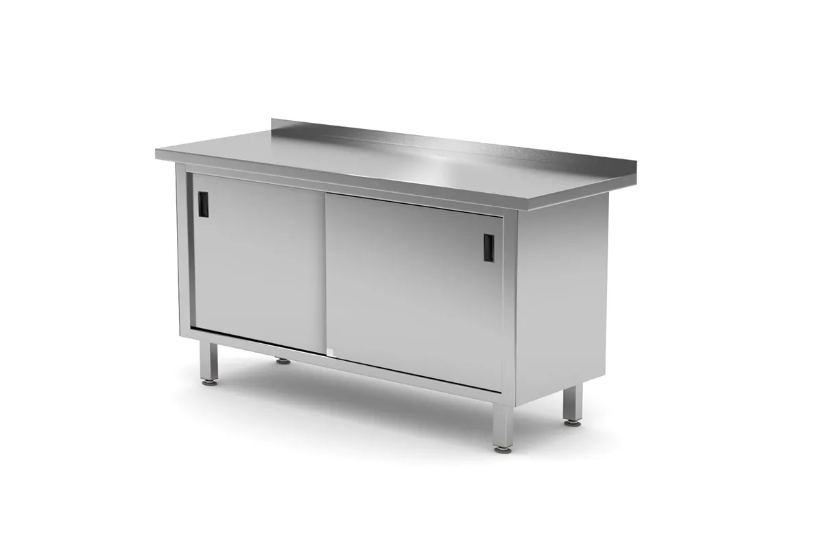 Stół przyścienny szafka z drzwiami suwanymi – spawany, Profi Line, 1600x600x850mm Hendi 811689