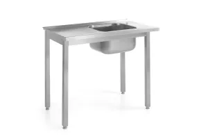 Stół załadowczy do zmywarek ze zlewem – skręcany, Kitchen Line, 1000x600x850mm Hendi 811917