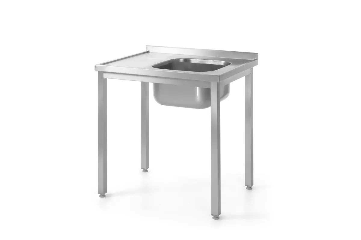 Stół ze zlewem - skręcany, głębokość 600 mm, Profi Line, Lokalizacja komory - po prawej, 1000x600x850mm Hendi 811573