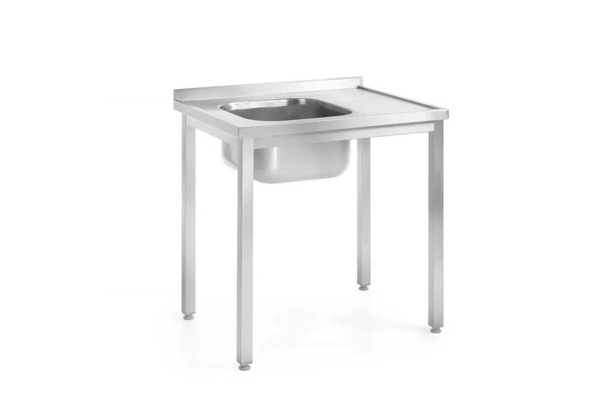 Stół ze zlewem - skręcany, głębokość 600 mm, Profi Line, Lokalizacja komory - po lewej, 1000x600x850mm Hendi 812648