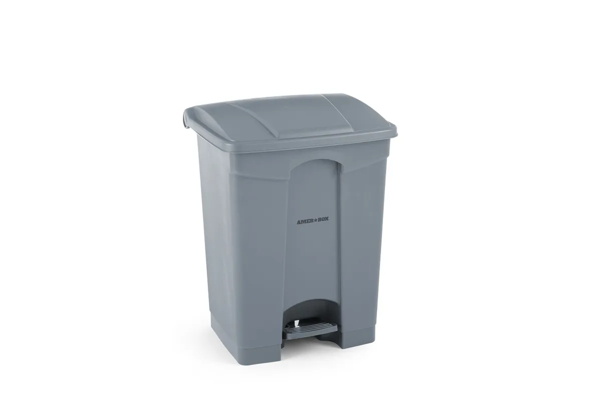 Pojemnik na odpady z pedałem, 68L, jasnoszary, 490x410x660mm AmerBox 691151