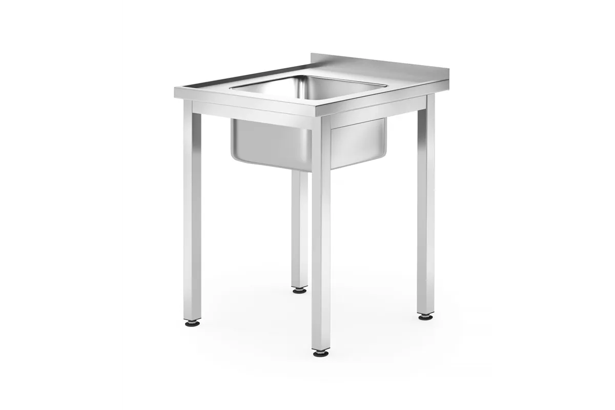 Stół ze zlewem – skręcany, głębokość 700 mm, Profi Line, Lokalizacja komory - pośrodku, 600x700x850mm Hendi 812877