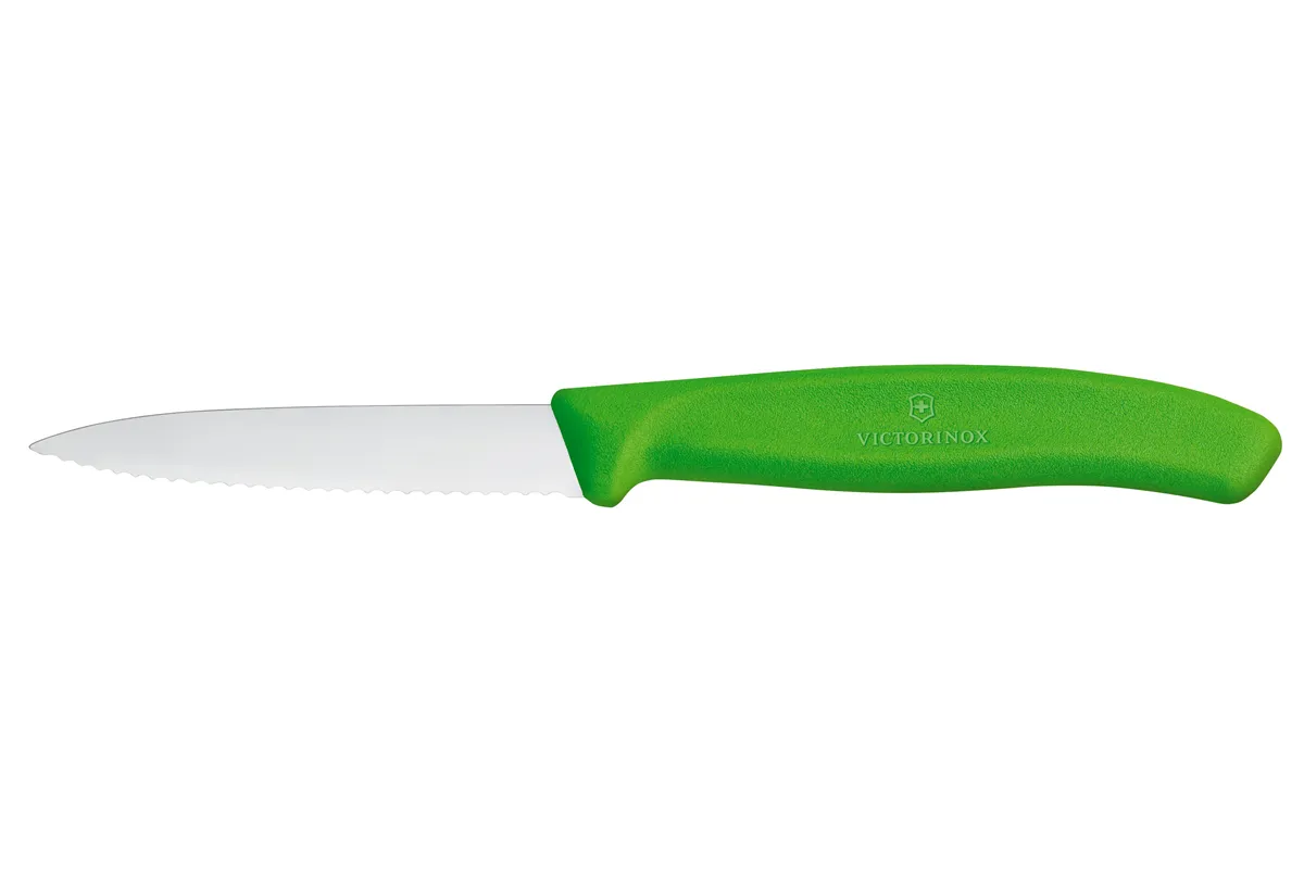 Nóż do jarzyn z ząbkowanym ostrzem, zielony, 190mm Victorinox 6.7636.L114