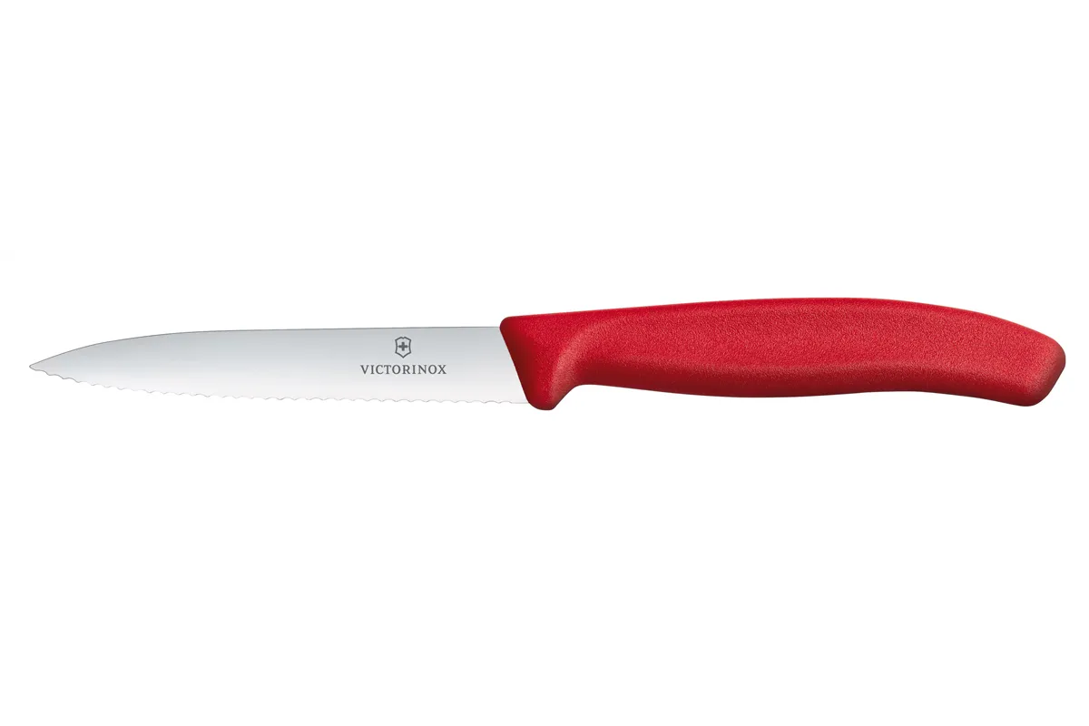 Nóż do jarzyn z ząbkowanym ostrzem, czerwony, 212mm Victorinox 6.7731