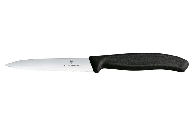 Nóż do jarzyn z ząbkowanym ostrzem, czarny, 212mm Victorinox 6.7733