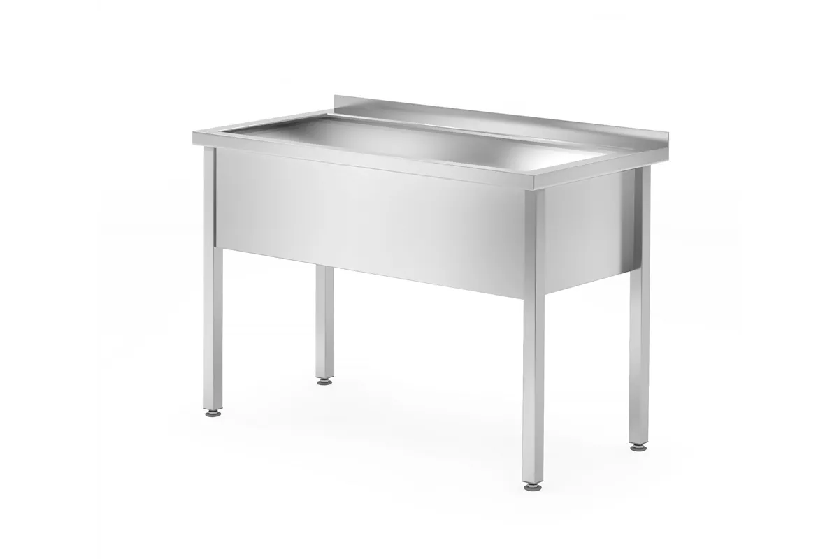 Stół z basenem – spawany, jednokomorowy, głębokość 700 mm, wysokość komory 300 mm, Profi Line, 1000x700x850mm Hendi 812860
