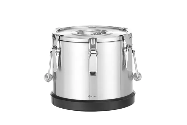 Termos ze stali nierdzewnej do transportu żywności, Kitchen Line, 10l, 10L, srebrny, ⌀300x265mm Hendi 707470