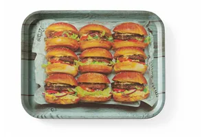 Taca do serwowania z nadrukiem, antypoślizgowa, tasty burger, 330x430mm Hendi 508008