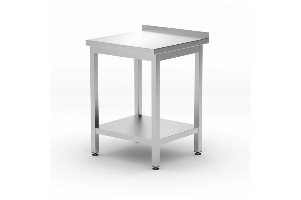 Stół przyścienny z półką – skręcany, głębokość 600 mm, Kitchen Line, 600x600x850mm Hendi 817223