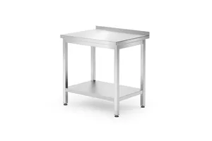 Stół przyścienny z półką – skręcany, głębokość 600 mm, Kitchen Line, 800x600x850mm Hendi 817261