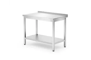 Stół przyścienny z półką – skręcany, głębokość 600 mm, Kitchen Line, 1000x600x850mm Hendi 817278