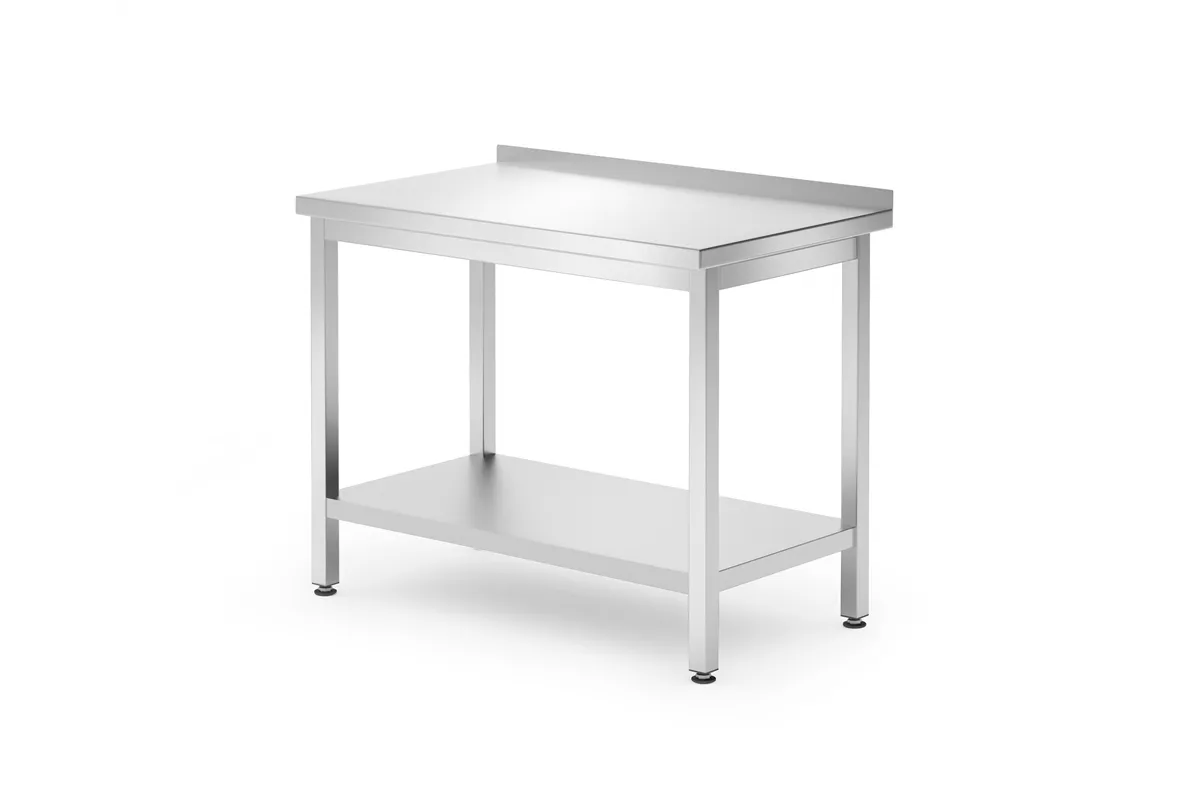 Stół przyścienny z półką – skręcany, głębokość 600 mm, Kitchen Line, 1000x600x850mm Hendi 817278