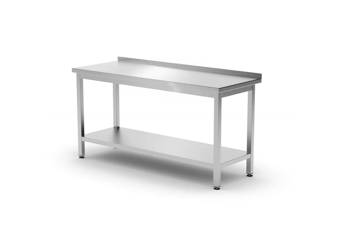 Stół przyścienny z półką – skręcany, głębokość 600 mm, Kitchen Line, 1200x600x850mm Hendi 817285