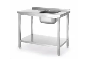 Stół ze zlewem i półką – skręcany, Kitchen Line, zlew po prawej, 800x600x850mm Hendi 816998