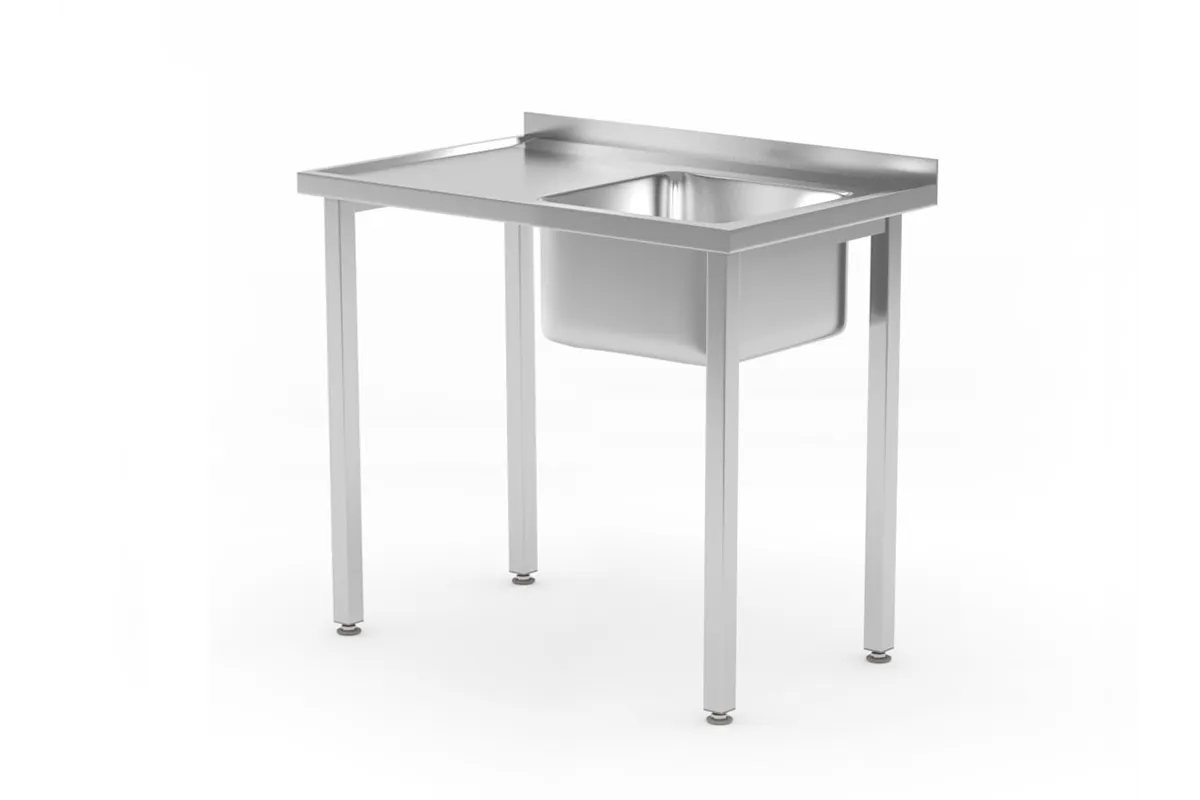 Stół ze zlewem - skręcany, Kitchen Line, zlew po prawej, 800x600x850mm Hendi 816769