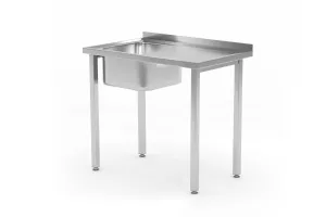 Stół ze zlewem - skręcany, Kitchen Line, zlew po lewej, 800x600x850mm Hendi 816776