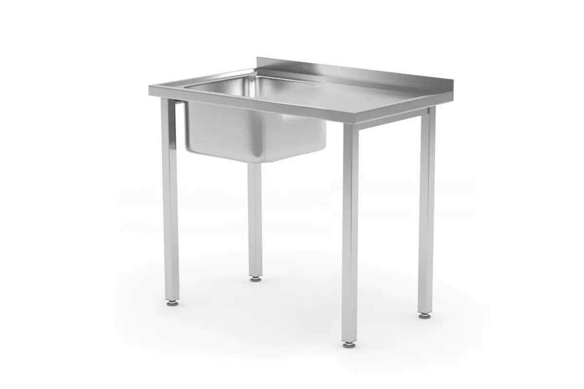 Stół ze zlewem - skręcany, Kitchen Line, zlew po lewej, 800x600x850mm Hendi 816776