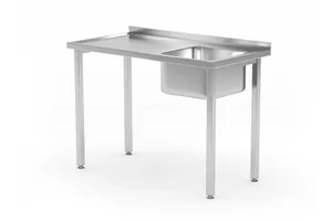 Stół ze zlewem - skręcany, Kitchen Line, zlewozmywak po prawej stronie, 1000x600x850mm Hendi 816783