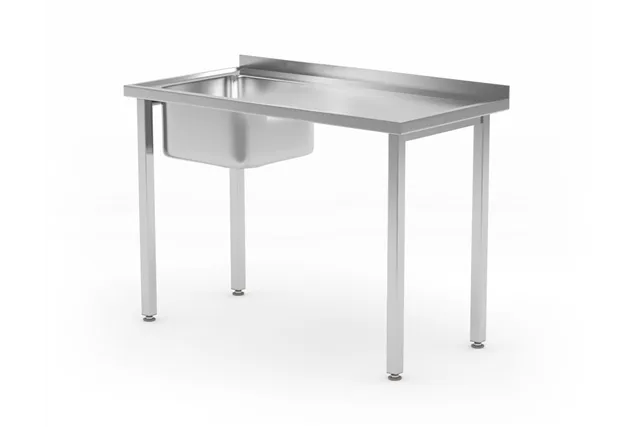 Stół ze zlewem - skręcany, Kitchen Line, zlew po lewej, 1000x600x850mm Hendi 816790