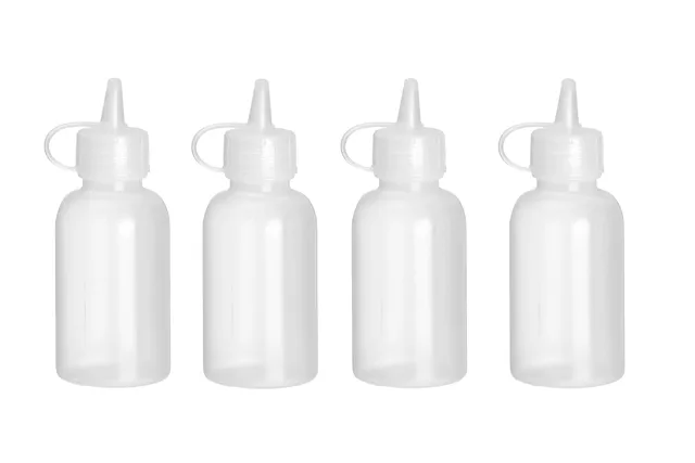 Mini dyspenser do sosów - zestaw 4 szt., 0,05L, transparentny, ⌀35x100mm Hendi 557990