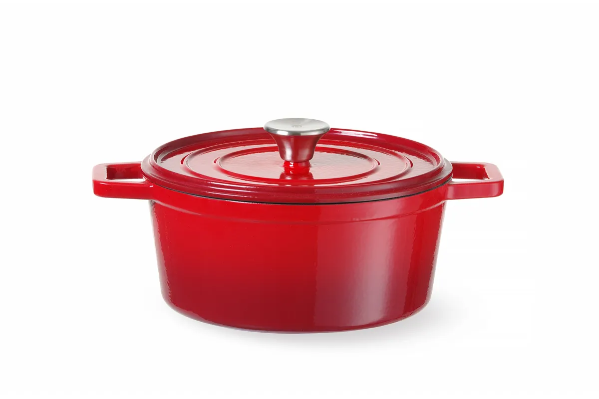 Garnek żeliwny emaliowany, 3,7L, czerwony, 317x240x105mm Hendi 626832