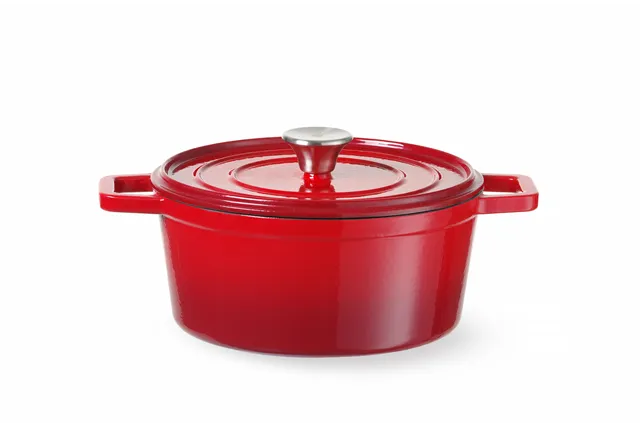 Garnek żeliwny emaliowany, 3,7L, czerwony, 317x240x105mm Hendi 626832