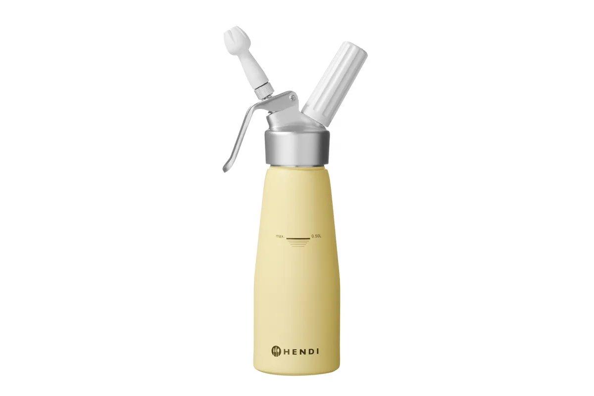 Syfon do bitej śmietany, 0,5L, Pastelowy żółty, ⌀80x260mm Hendi 975855