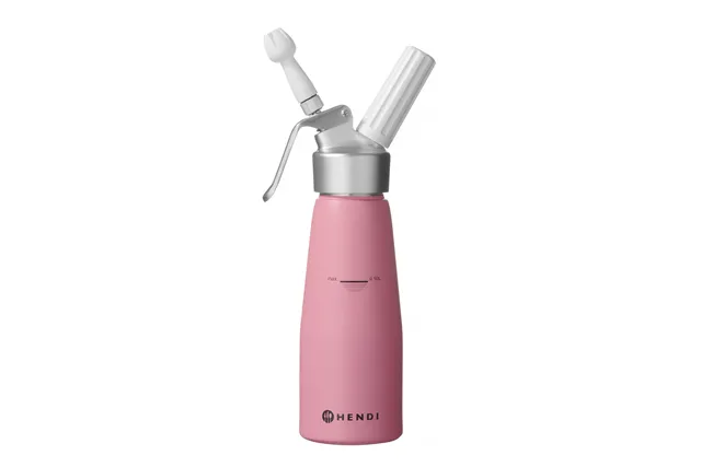Syfon do bitej śmietany, 0,5L, Pastelowy różowy, ⌀80x260mm Hendi 975886 Syfon do bitej śmietany, 0,5L, Pastelowy różowy, ⌀80x260mm Hendi 975886