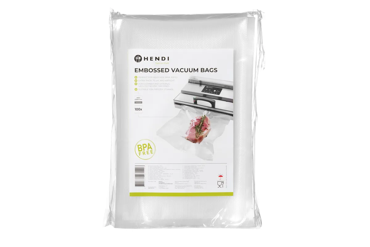 Worki moletowane do gotowania sous vide, do pakowarek listwowych i komorowych, 100 szt., 200x300mm Hendi 971406