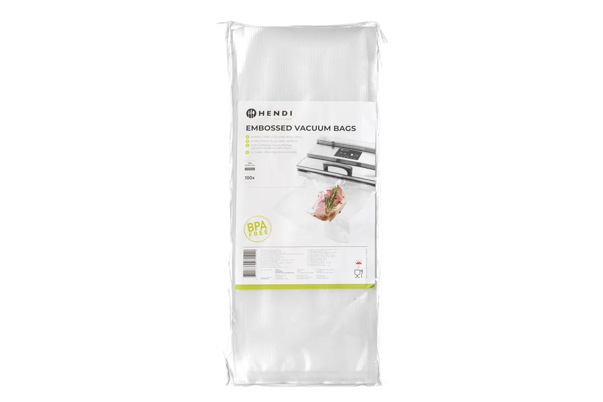 Worki moletowane do gotowania sous vide, do pakowarek listwowych i komorowych, 100 szt., 150x400mm Hendi 971420