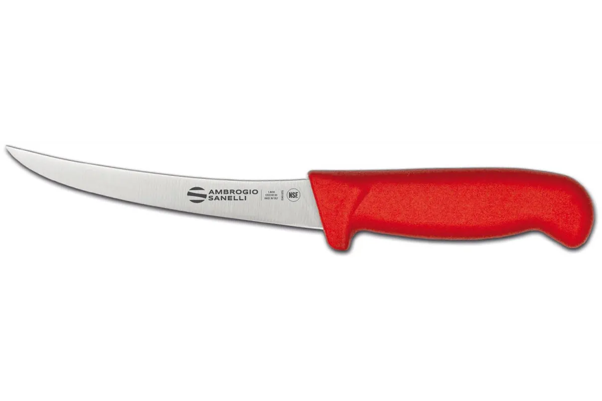 Nóż do trybowania Supra Colore, Supra colore, zakrzywione ostrze, czerwony, 290mm Ambrogio Sanelli S301.015R