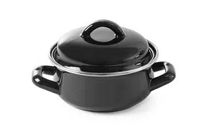 Garnek do zup i sosów z pokrywką, czarny, 0,8L, ⌀140x110mm Hendi 625705