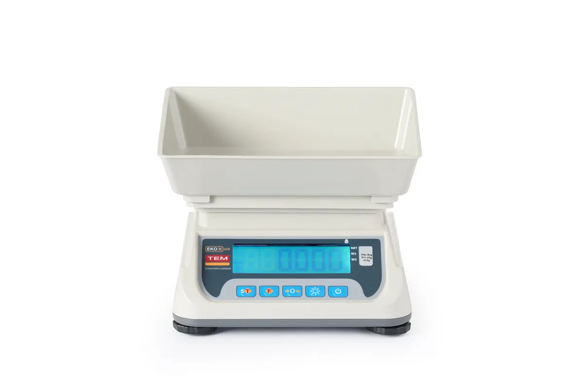 Waga sklepowa LCD z portem RS232 i legalizacją, seria ECO+, 255x264x189mm Tem TEKO+LCD15C-P1-B1