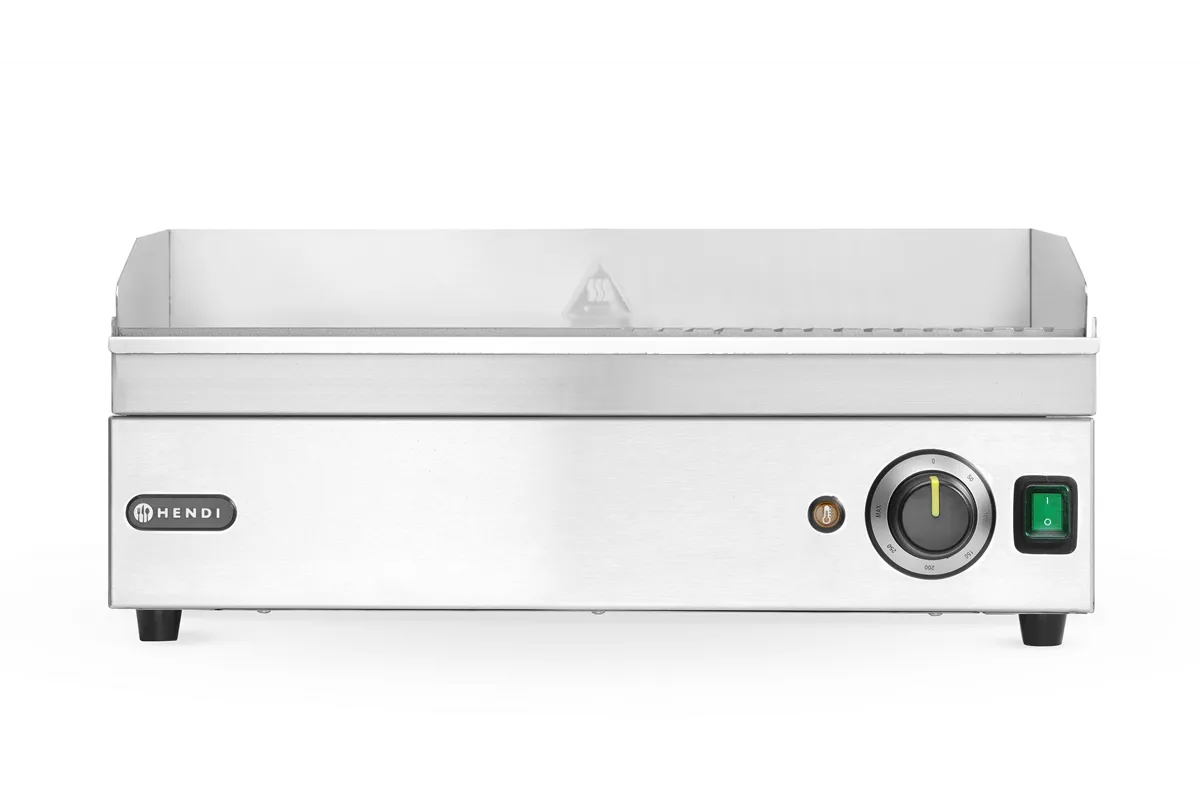 Płyta grillowa w połowie żebrowana, Kitchen Line, 1/2 gładka, 1/2 ryflowana, 220-240V/2400W, 527x404x233mm Hendi 154946