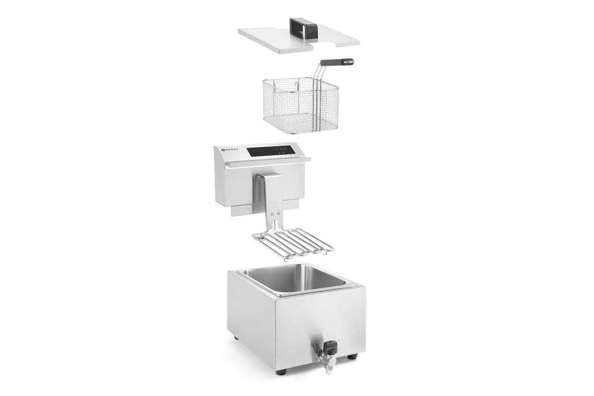 Frytownica z panelem cyfrowym Profi Line z kranem spustowym 8l, 8L, 230V/3500W, 300x515x345mm Hendi 207369