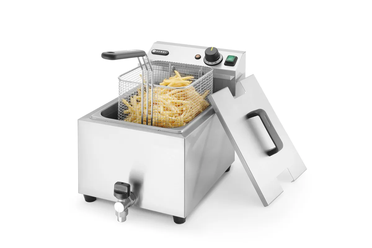 Frytownica manualna z kranem spustowym, 8l, Profi Line, 8L, jasnoszary, 230V/3500W, 305x515x354mm Hendi 209202