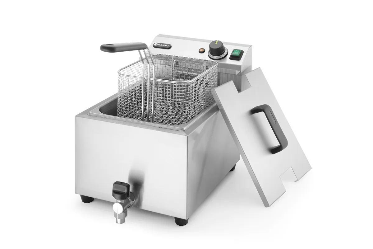 Frytownica manualna z kranem spustowym, 8l, Profi Line, 8L, jasnoszary, 230V/3500W, 305x515x354mm Hendi 209202