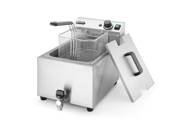 Frytownica manualna z kranem spustowym, 8l, Profi Line, 8L, jasnoszary, 230V/3500W, 305x515x354mm Hendi 209202