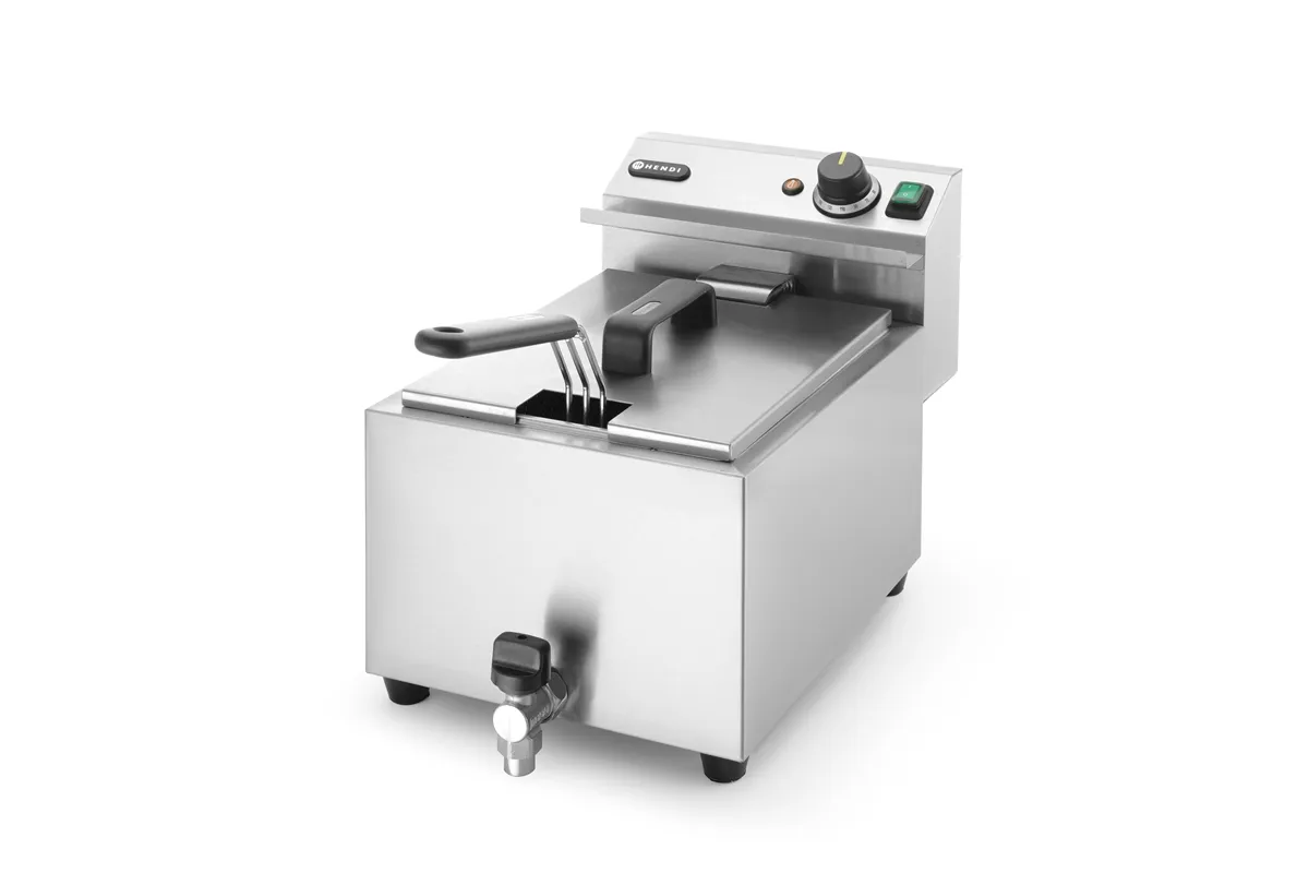 Frytownica manualna z kranem spustowym, 8l, Profi Line, 8L, jasnoszary, 230V/3500W, 305x515x354mm Hendi 209202