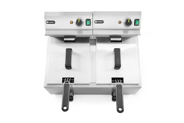 Frytownica manualna z kranem spustowym, 2x8l, Profi Line, 16L, 230V/7000W, 610x515x369mm Hendi 209301
