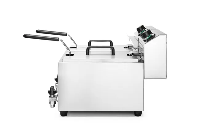 Frytownica manualna z kranem spustowym, 2x8l, Profi Line, 16L, 230V/7000W, 610x515x369mm Hendi 209301