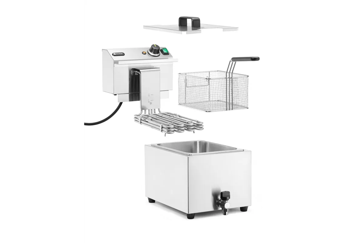 Frytownica XL Profi Line z kranem spustowym, manualna, 10l, 400 V, Profi Line, 10L, 400V/6600W, 300x680x420mm Hendi 209424