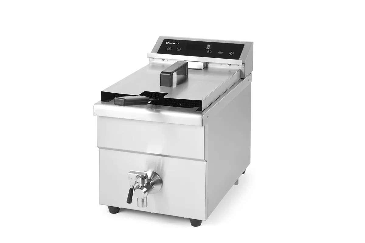 Frytownica indukcyjna z kranem spustowym, 8l, 8L, jasnoszary, 230V/3500W, 288x619x408mm Hendi 215012
