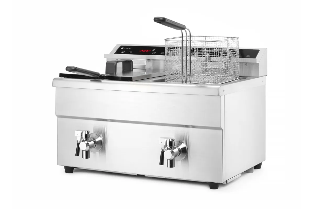 Frytownica indukcyjna z kranem spustowym, 2x8l, Profi Line, 16L, 230V/7000W, 577x609x410mm Hendi 215029